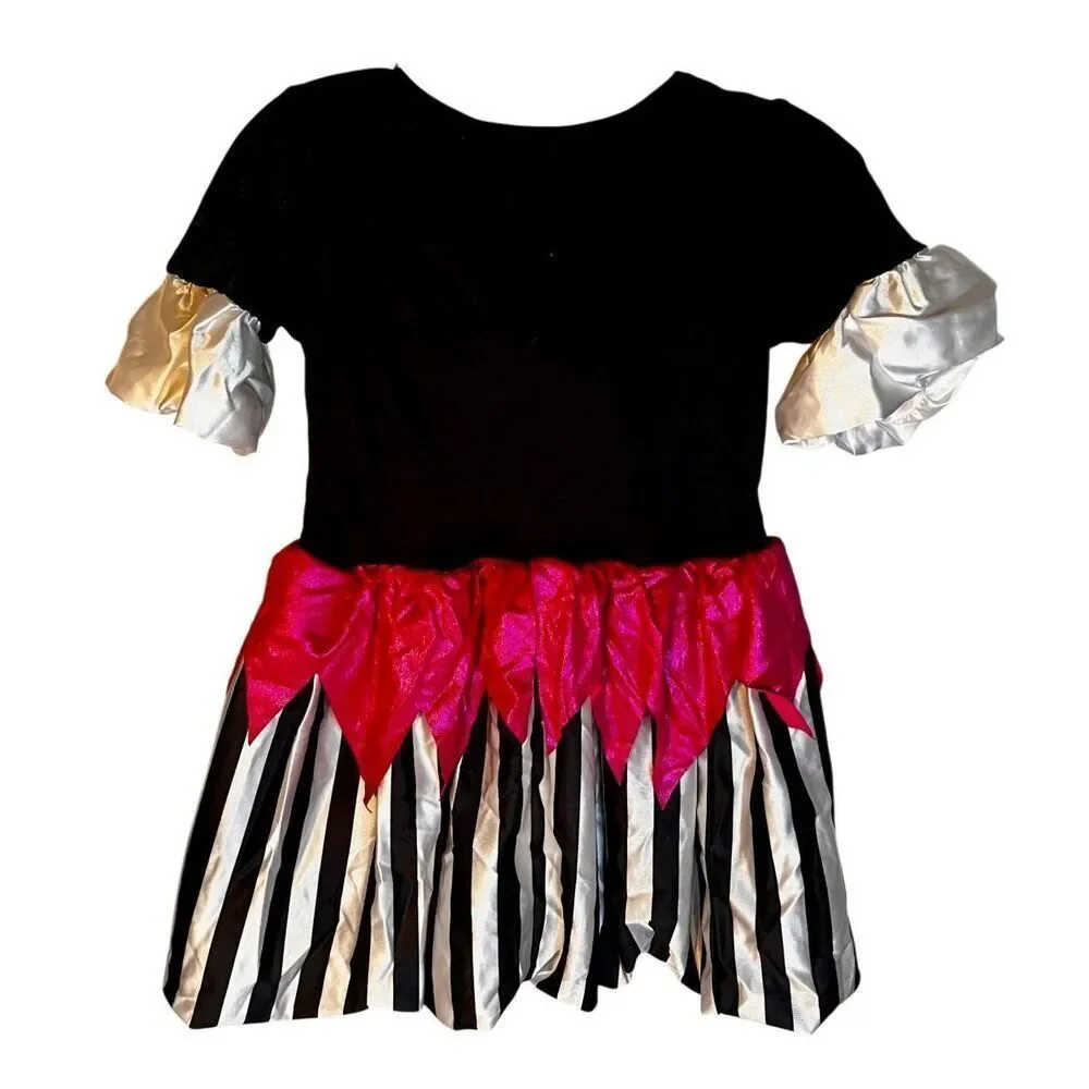 Fancy Pirate Costume Dress Pink White Black Child Size Large